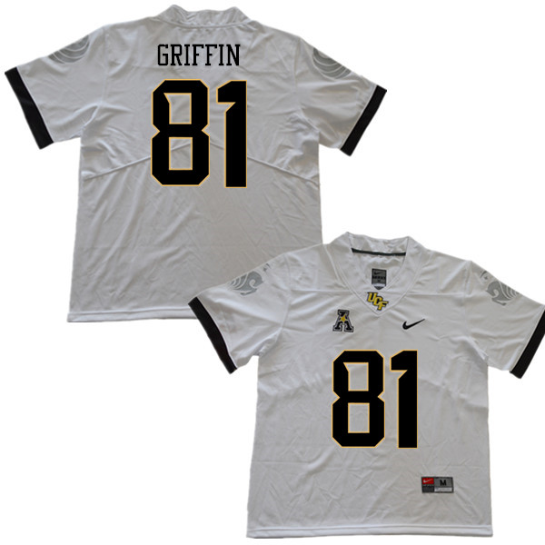 Men #81 Jaylon Griffin UCF Knights College Football Jerseys Sale-White